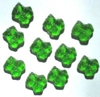 10 15mm Transparent Green Frog Glass Beads